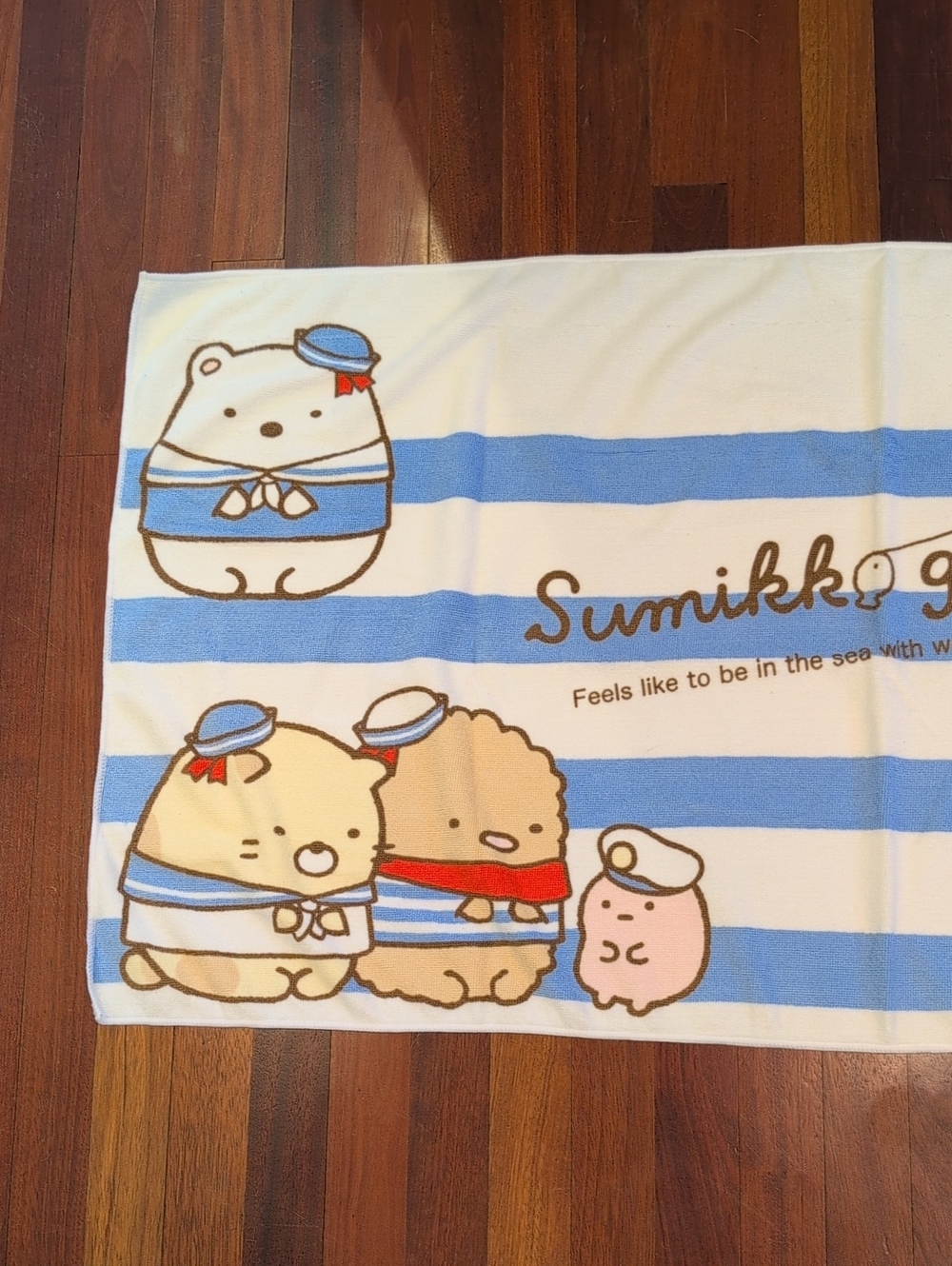 Sumikko gurashi Blue & White Striped Character Beach Towel Sailor - Picture 2 of 6